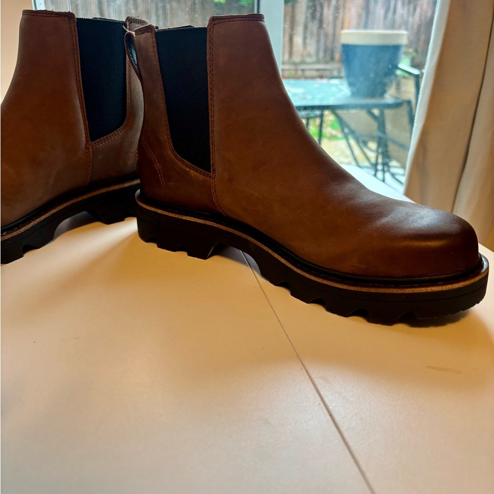 NWT Sorel Women’s Brown Leather Boots - Revel Road Waterproof Chelsea Boot - Picture 7 of 16